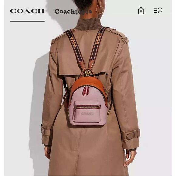 Coach charter 18 color block Backpack minibag shoulder - Picture 3 of 13